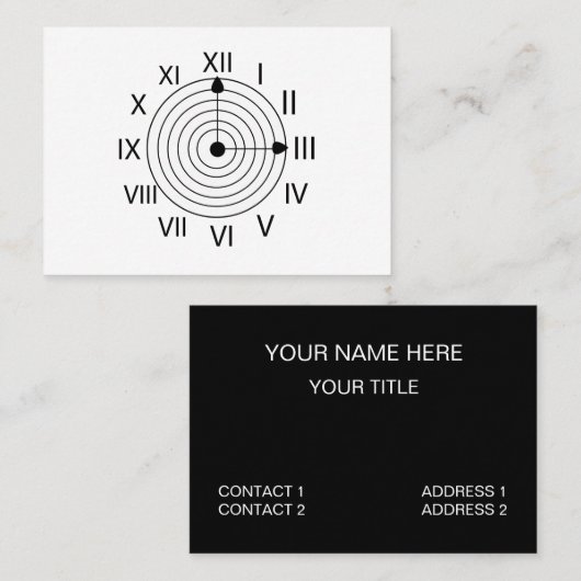 白黒ローマ時計デザイン 名刺 (正面/裏面)