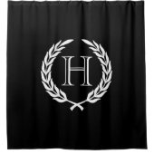 白黒ローレルリース シャワーカーテン (正面)
