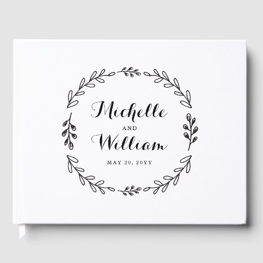 白黒ローレル素朴リース結婚ズ ゲストブック (正面)