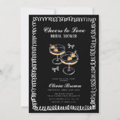 白黒ワイお洒落ンブライダルシャワー 招待状 (正面)