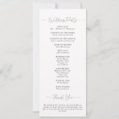 白黒ワイルドケピー優雅な結婚式プログラム (裏面)