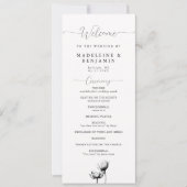 白黒ワイルドケピー優雅な結婚式プログラム (正面)