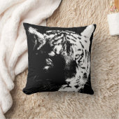 白黒ワイルドタイガーアイズポップ・アートのアート クッション (ブランケット)