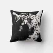白黒ワイルドタイガーアイズポップ・アートのアート クッション (裏面)