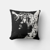 白黒ワイルドタイガーアイズポップ・アートのアート クッション (正面)