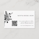 白黒ワイルドフラワーウェディングRSVP エンクロージャーカード (正面)