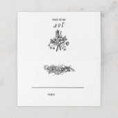 白黒ワイルドフラワーズフォールド座席表 プレイスカード (外部開封)