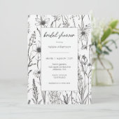 白黒ワイルドフラワーズブライダルシャワー 招待状 (スタンド正面)