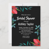 白黒ワイルドフラワーフローラブライダルシャワー 招待状 (正面)
