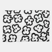 白黒ワイルドフラワーモダントレンディーデザイン キッチンタオル (横)