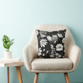 白黒ワイルドフラワー葉ズ植物学校 クッション (椅子)