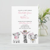 白黒ワイルドワンガールの最初の誕生日パーティー 招待状 (スタンド正面)