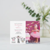 白黒ワイルドワンガール初の誕生日写真 インビテーションポストカード (スタンド正面)