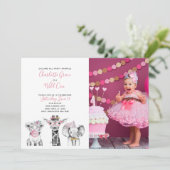 白黒ワイルドワンガール初の誕生日写真 招待状 (スタンド正面)