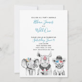 白黒ワイルドワンボーイズファースト誕生日パーティー 招待状 (正面)