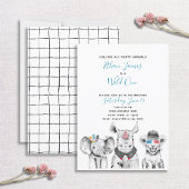 白黒ワイルドワンボーイズファースト誕生日パーティー 招待状