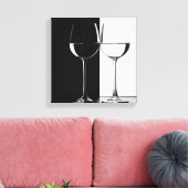 白黒ワイングラスのキャンバスの壁プリント キャンバスプリント (インサイチュ (リビング))