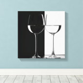 白黒ワイングラスのキャンバスの壁プリント キャンバスプリント (インサイチュ (ウッドフロア))