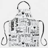 白黒ワインタイポグラフィ模様 エプロン (正面)