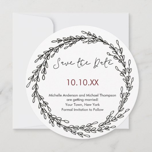 白黒ワインフローラ植物保存日 招待状 (正面)