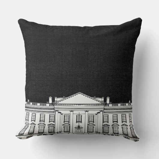 白黒ワシントンDCホワイトハウス クッション (正面)