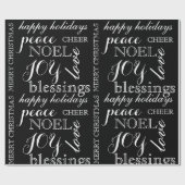 白黒ワードアートクリスマスラッピング紙 ラッピングペーパー (フラット)