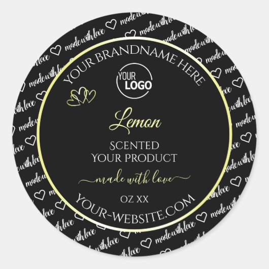 白黒ワードアートクリーム製品ラベルのロゴ ラウンドシール (正面)