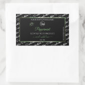 白黒ワードアートグリーン製品ラベルのロゴ 長方形シール (バッグ)