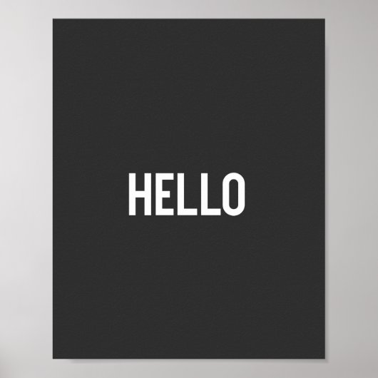 白黒ワードアートタイポグラフィデザイン- HELLO ポスター (正面)
