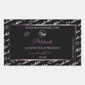 白黒ワードアートパープル製品ラベルロゴ 長方形シール (正面)