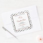 白黒ワードアートプロダクトラベルバラ金ゴールドハート スクエアシール (封筒)