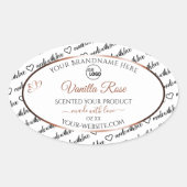 白黒ワードアートプロダクトラベルバラ金ゴールドロゴ 楕円形シール (正面)