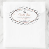 白黒ワードアートプロダクトラベルバラ金ゴールドロゴ 楕円形シール (バッグ)