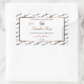 白黒ワードアートプロダクトラベルバラ金ゴールドロゴ 長方形シール (バッグ)