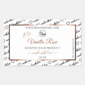 白黒ワードアートプロダクトラベルバラ金ゴールドロゴ 長方形シール (正面)