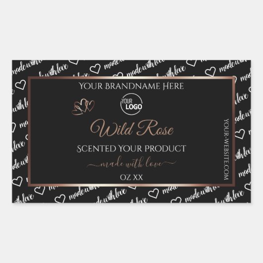 白黒ワードアートプロダクトラベルロゴバラ金ゴールド 長方形シール (正面)