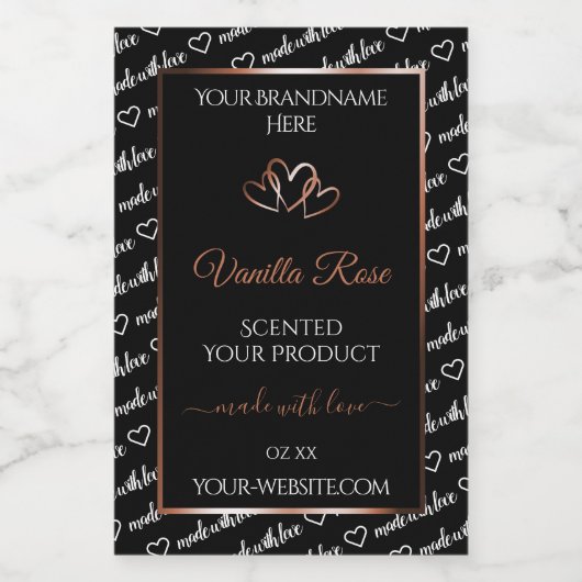 白黒ワードアートプロダクトラベルロセゴールドハート フードラベル (シングルラベル)