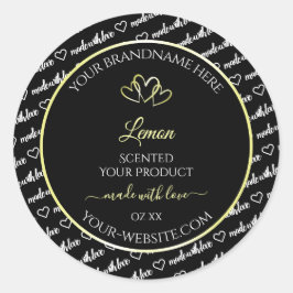 白黒ワードアート製品ラベルクリームハート ラウンドシール