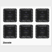 白黒ワードアート製品ラベルブルーハート スクエアシール (シート)