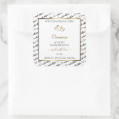 白黒ワードアート製品ラベル金ゴールドハート スクエアシール (バッグ)