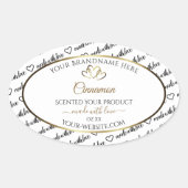 白黒ワードアート製品ラベル金ゴールドハート 楕円形シール (正面)