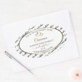 白黒ワードアート製品ラベル金ゴールドハート 楕円形シール (封筒)