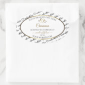 白黒ワードアート製品ラベル金ゴールドハート 楕円形シール (バッグ)