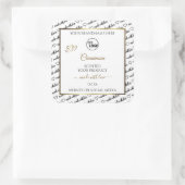 白黒ワードアート金ゴールド製品ラベルのロゴ スクエアシール (バッグ)