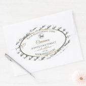 白黒ワードアート金ゴールド製品ラベルのロゴ 楕円形シール (封筒)