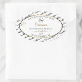 白黒ワードアート金ゴールド製品ラベルのロゴ 楕円形シール (バッグ)