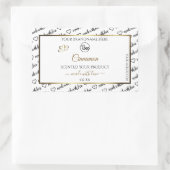 白黒ワードアート金ゴールド製品ラベルのロゴ 長方形シール (バッグ)