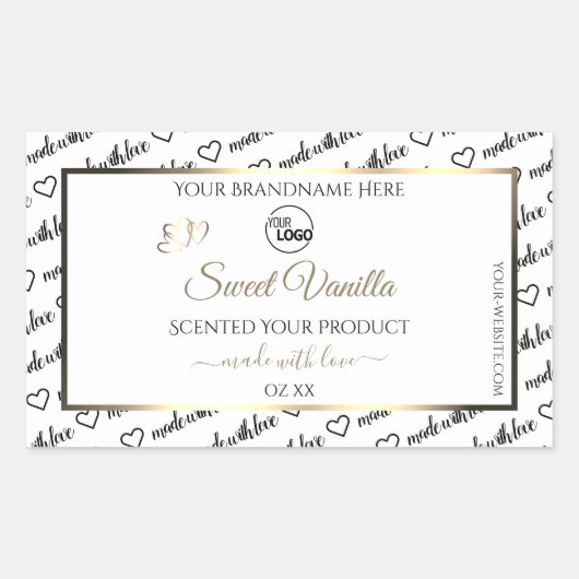 白黒ワードクラウドゴールデンプロダクトラベルロゴ 長方形シール (正面)