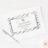 白黒ワードクラウドゴールデンプロダクトラベルロゴ 長方形シール (封筒)