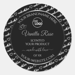 白黒ワードクラウドシルバープロダクトラベルロゴ ラウンドシール